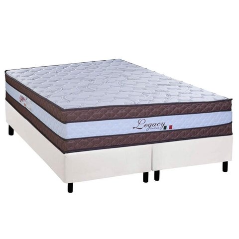 Cama Box King: Colchão Molas Ensacadas Paropas Legacy White + Base Crc Corano White (193x203)