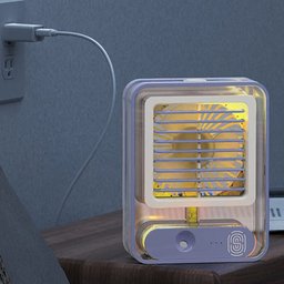 Ventilador Umidificador Ar Agua Touch Led Luminaria USB 3 Velocidade Silencioso De Mesa Trabalho Est - 5