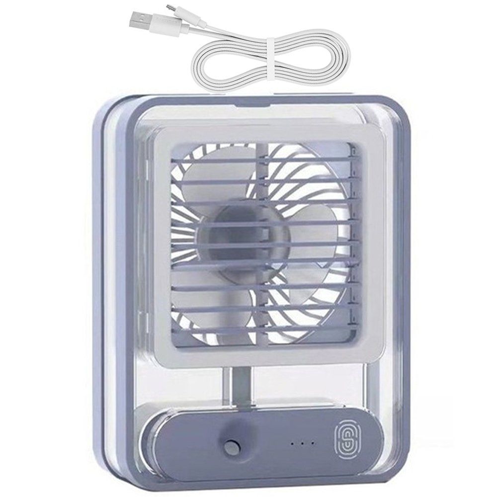 Ventilador Umidificador Ar Agua Touch Led Luminaria USB 3 Velocidade Silencioso De Mesa Trabalho Est