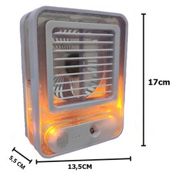 Ventilador Umidificador Ar Agua Touch Led Luminaria USB 3 Velocidade Silencioso De Mesa Trabalho Est - 4
