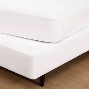 Saia Para Cama Box Fit Casal Em Malha 100%Algodão 138x188x30 Cor: Branco