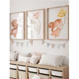 Kit 3 Quadros Decorativos Infantil Animais Fofos No2