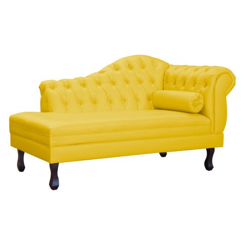 Recamier Divã Larissa Capitonê Lado Esquerdo Corino Cores - S.a Móveis - Amarelo