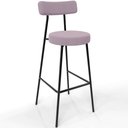 Ver imagem 3 de Kit 03 Banquetas Altas Cozinha Bar Sala De Jantar Em Aço Milão L02 Suede Rosê - Lyam Decor