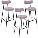 Ver imagem 1 de Kit 03 Banquetas Altas Cozinha Bar Sala De Jantar Em Aço Milão L02 Suede Rosê - Lyam Decor