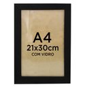 Ver imagem 1 de Moldura Quadro A4 21x30cm Diploma Certificado Foto com Vidro TaColado Moldura Preta 04 Unidades