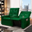 Ver imagem 7 de Poltrona do Papai Reclinável Sala de Cinema 2 Lugares Manual Baú Usb Pu Verde Musgo