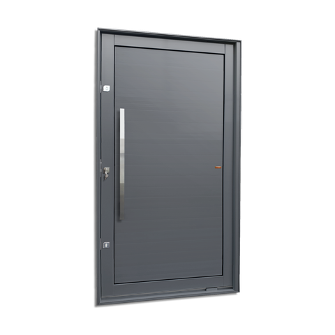 Porta Pivotante Alumínio Lambril c/Puxador Esq. Elite Cinza 240x150 Brimak