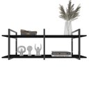 Ver imagem 2 de Prateleira Industrial Sala Estar Estante Nicho Parede Mdf Suspensa Pratileira Ferro Preto