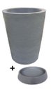 Ver mais imagens de Kit Vaso Planta + Prato 50x40 Redondo Cônico Polietileno BGPLASTICOS CINZA CIMENTO 004