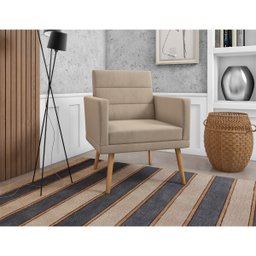 Poltrona Decorativa Escritório Lux Suede Bege - 1