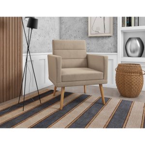 Poltrona Decorativa Escritório Lux Suede Bege