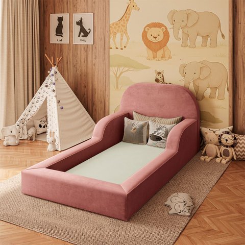 Cama Colchão Solteiro Montessoriana Infantil - Balaqui Decor - Rosa