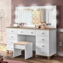 Ver imagem 1 de Penteadeira Camarim 9 Gavetas e Banqueta Branco Amêndoa Potente