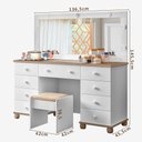 Ver imagem 4 de Penteadeira Camarim 9 Gavetas e Banqueta Branco Amêndoa Potente