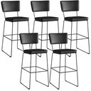Ver imagem 1 de Kit 05 Banquetas Altas Cozinha Sala Jantar Base em Aço Fixa Allana L02 Couríssimo Preto - Lyam