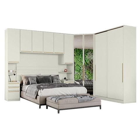 Quarto Modulado Casal Ambiente Composição 5 New Predileto 5 Peças Areia - Henn