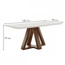 Ver imagem 4 de Mesa de Jantar 4 Lugares Kyra/Canela com Vidro Chocolate/Off White/Suede Bege - Cel Móveis