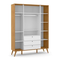 Guarda Roupa Infantil 4 Portas e 3 Gavetas Retrô Gold Freijó/Branco Soft/Eco Wood - Matic Móveis - 2 Guarda Roupa Infantil 4 Portas e 3 Gavetas Retrô Gold Freijó/Branco Soft/Eco Wood - Matic Móveis - 2