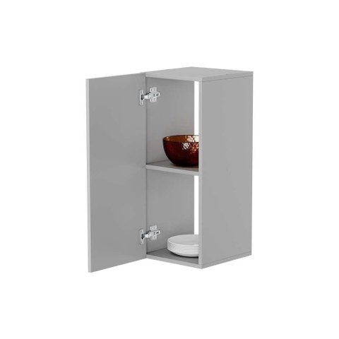 Armário para Cozinha Modular 30cm 1 Porta MDP Porta de Bater Branco Mercado Das Prateleiras