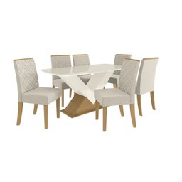 Conjunto Mesa de Jantar com 6 Cadeiras Amora - 1