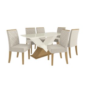 Conjunto Mesa de Jantar com 6 Cadeiras Amora