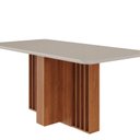 Ver imagem 1 de Mesa para Sala de Jantar Isadora 1,80 c/Vidro Marrom/Cinamomo/Offwhite