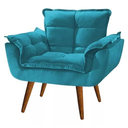 Ver imagem 3 de Namoradeira + 2 Poltronas Opalla Decorativa Reforçada Recepção Sala de Estar Suede Azul Tifany