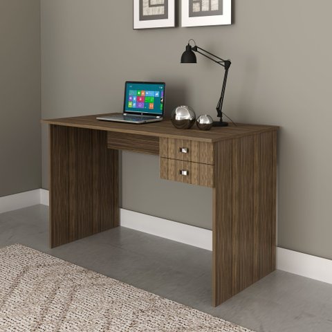 Mesa para Escritório 2 Gavetas Nogal com Preto Tecnomobili Me4165 Cor: Nogal