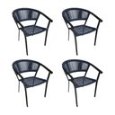 Ver imagem 1 de Kit 4 Cadeiras de Jantar Corda Náutica Azul Marinho Base Aluminio Preto Sofia Linha Plus