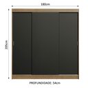 Ver imagem 3 de Guarda-Roupa Casal Madesa Reno 3 Portas de Correr Rustic/Preto Cor:Rustic/Preto