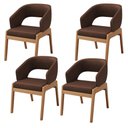 Ver imagem 1 de Kit 04 Cadeiras de Jantar e Estar Living Estofada Lince L02 Couríssimo Marrom - Lyam Decor