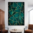 Ver imagem 1 de Quadro Decorativo Geométrico Mosaico Verde em Moldura Caixa Tacolado Moldura Trad 1cm Branca com Vid