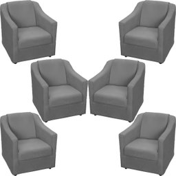 Kit 6 Poltronas Decorativas Para Sala De Espera Recepção Escritório Consultório Suede - 1