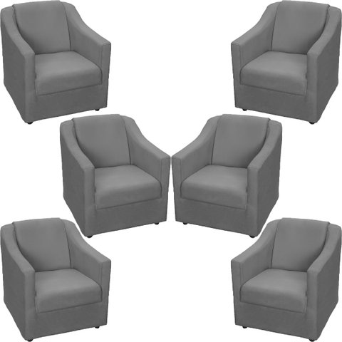 Kit 6 Poltronas Decorativas Para Sala De Espera Recepção Escritório Consultório Suede