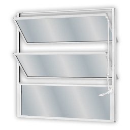 Janela de Alumínio Basculante 60x100cm com 2 Basculas e Vidro Mini Boreal Soft MGM Branco - 1