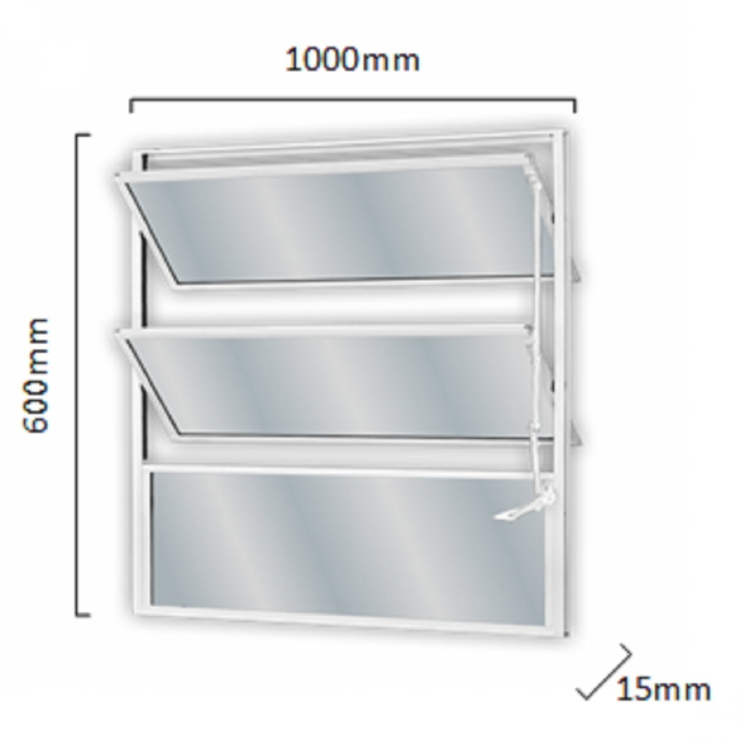 Janela de Alumínio Basculante 60x100cm com 2 Basculas e Vidro Mini Boreal Soft MGM Branco - 2