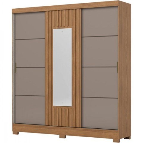 Guarda-Roupa 3 Portas de Correr com Espelho B376 Henn