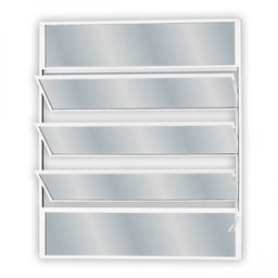 Janela de Alumínio Basculante 80x80cm com 3 Basculas e Vidro Mini Boreal Soft MGM Branco - 1