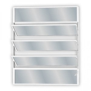 Janela de Alumínio Basculante 80x80cm com 3 Basculas e Vidro Mini Boreal Soft MGM Branco