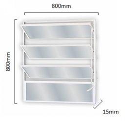 Janela de Alumínio Basculante 80x80cm com 3 Basculas e Vidro Mini Boreal Soft MGM Branco - 3