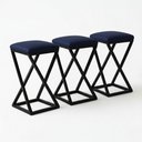Ver imagem 2 de Kit 3 Banqueta Baixa Cozinha Bar 50 Cm Balcão Gourmet Corino:azul Marinho