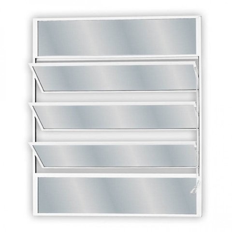 Janela de Alumínio Basculante 80x100cm com 3 Basculas e Vidro Mini Boreal Soft MGM Branco