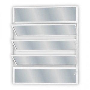 Janela de Alumínio Basculante 80x100cm com 3 Basculas e Vidro Mini Boreal Soft MGM Branco