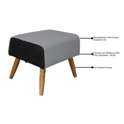 Puff Decorativo 60 cm Viseo C-05 C-416 Linho Cinza - Domi - 3