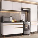 Ver imagem 1 de Armário Cozinha Modulada Compacta 252cm com Balcão Veneza Multimóveis Mp3762 Branco/dourado