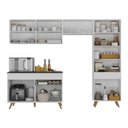 Ver imagem 4 de Armário Cozinha Modulada Compacta 252cm com Balcão Veneza Multimóveis Mp3762 Branco/dourado
