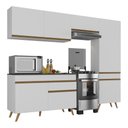Ver imagem 2 de Armário Cozinha Modulada Compacta 252cm com Balcão Veneza Multimóveis Mp3762 Branco/dourado