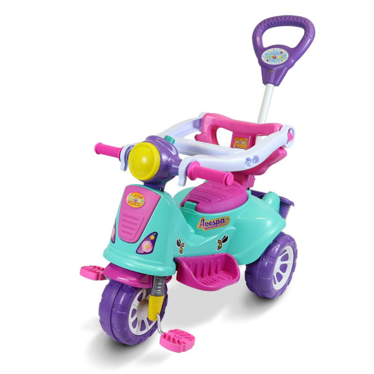 Triciclo Infantil Andador de Passeio com Pedal com Proteção Cor:vermelho - 8