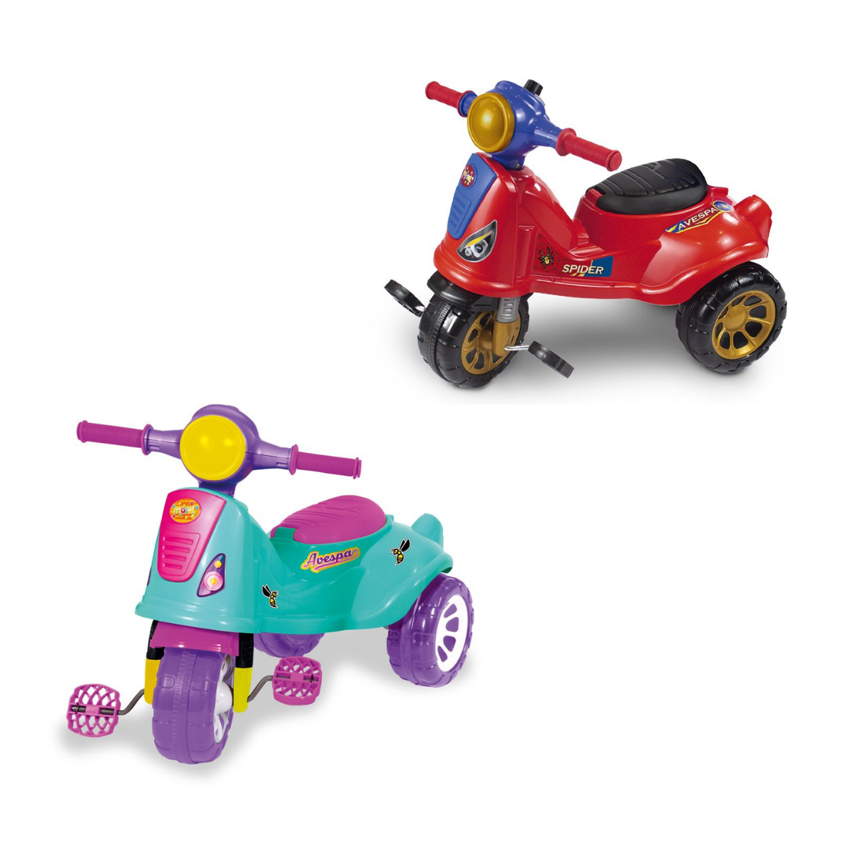 Triciclo Infantil Andador de Passeio com Pedal com Proteção Cor:vermelho - 6